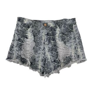 Toast Jeans Shorts Python Distressed Cut Off High Rise Gray Stretch Denim Size M